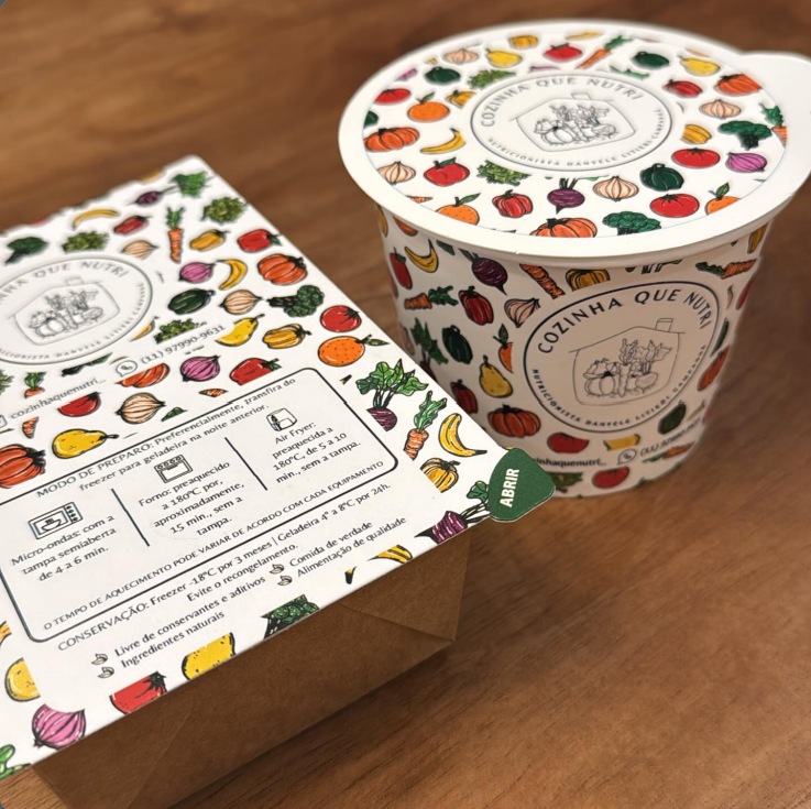 Embalagens originais Cozinha que Nutre com ilustrações de vegetais